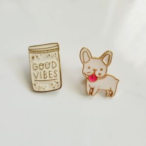 Jar of Good Vibes and French Bulldog Pin Set